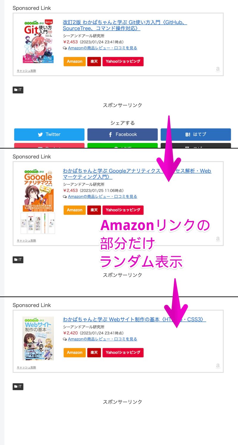 WordPress Amazonリンク ランダム表示